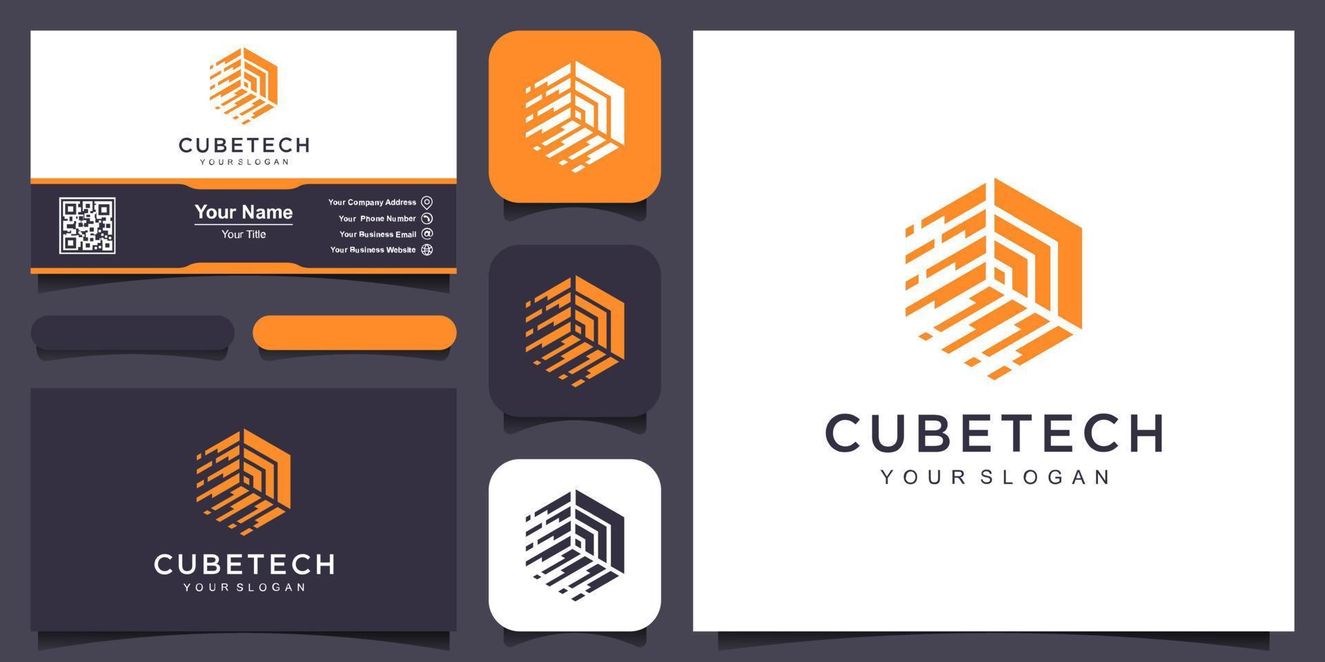 express box or cube logo design. logo for delivery, logistics or shipping services vector