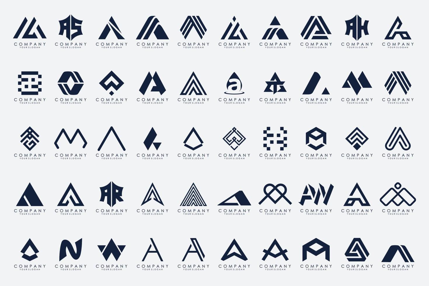 set of Letter A logo icon design template. vector