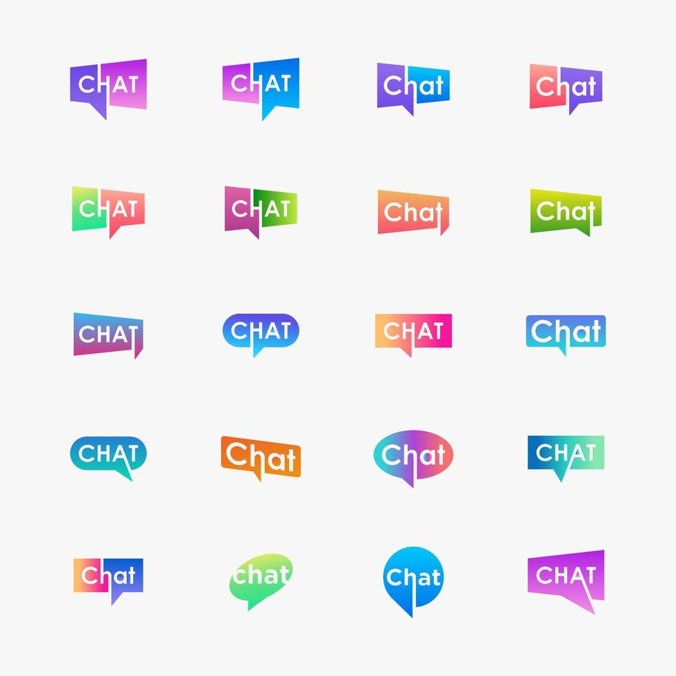 set of chat lettering with bubble logo. talk, speak, logo template. Chat vector logotype design template.