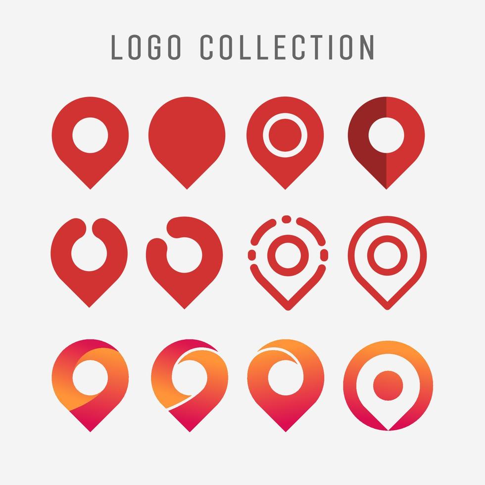 pin map location logo icon set. vector