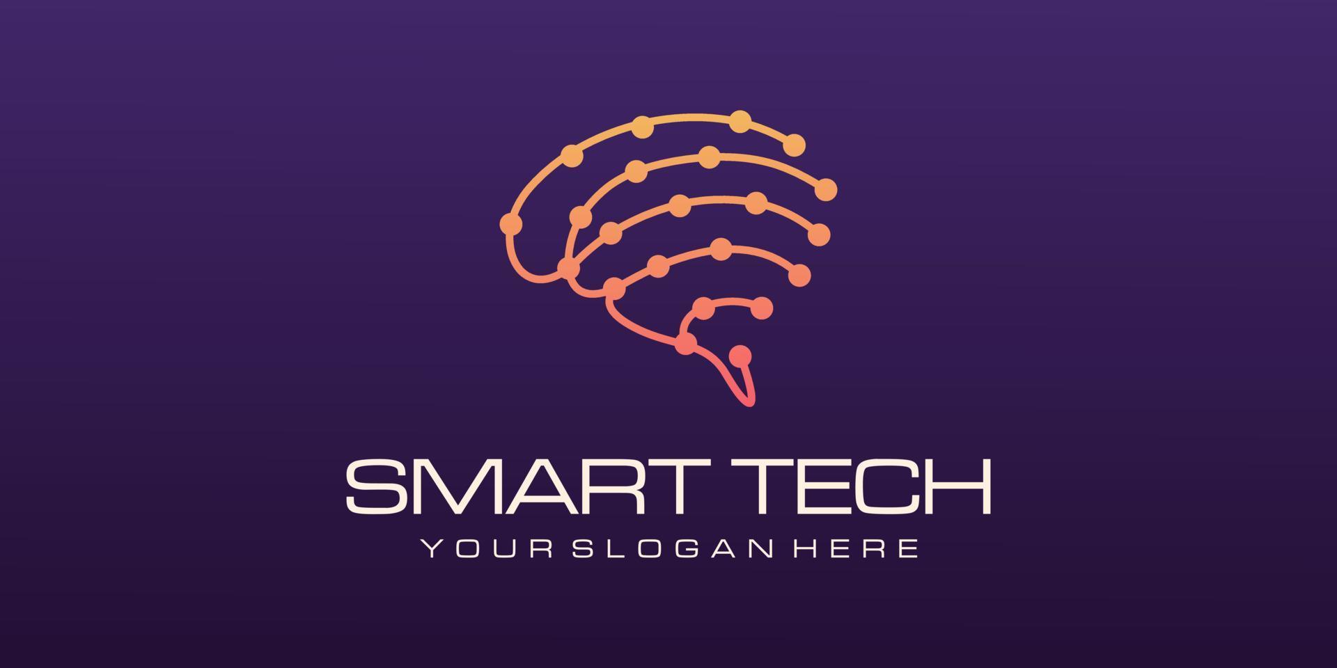 Brain tech logo design. Artificial intelligence and technology logo Vector design