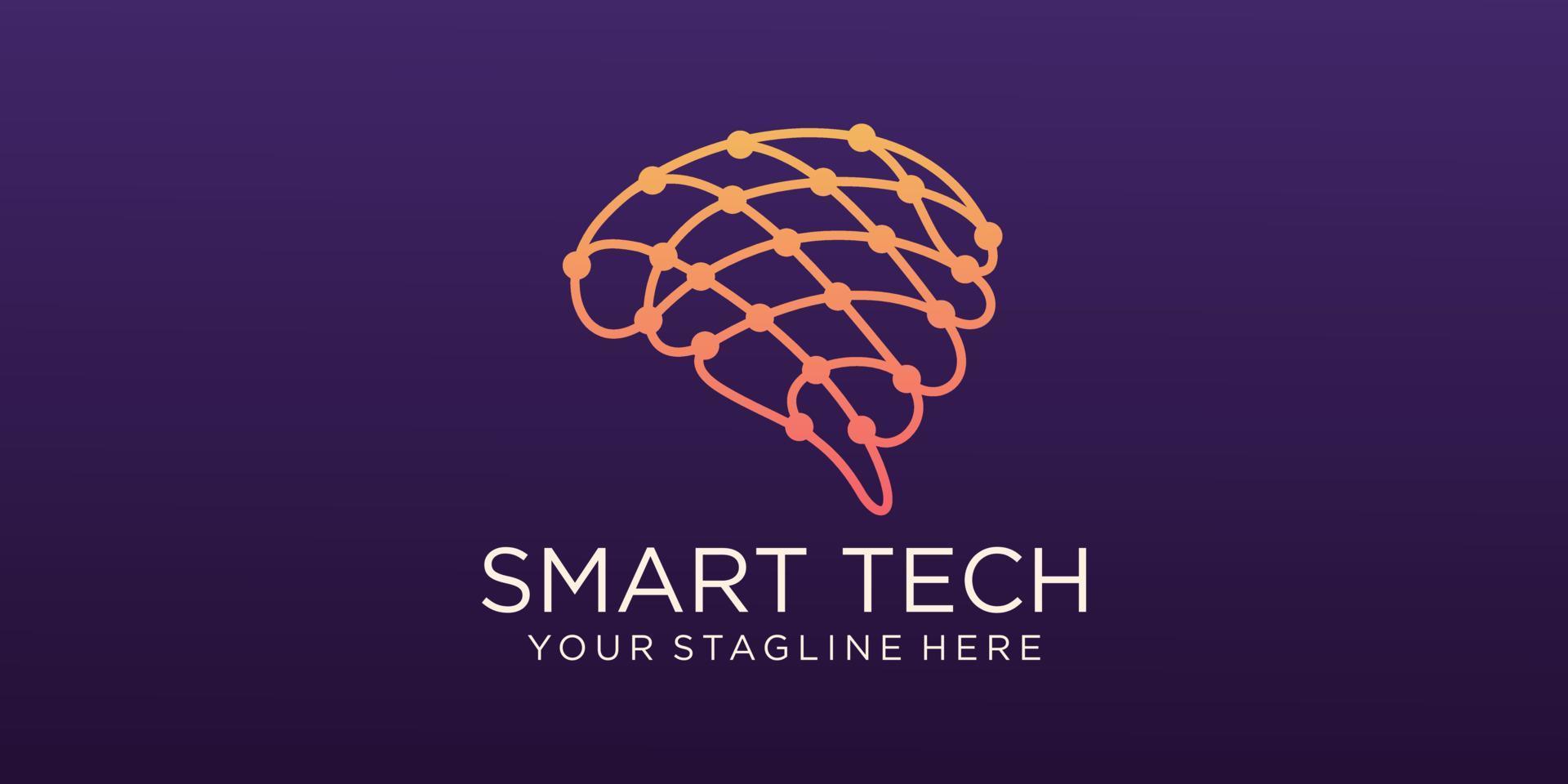 Brain tech logo design. Artificial intelligence and technology logo Vector design