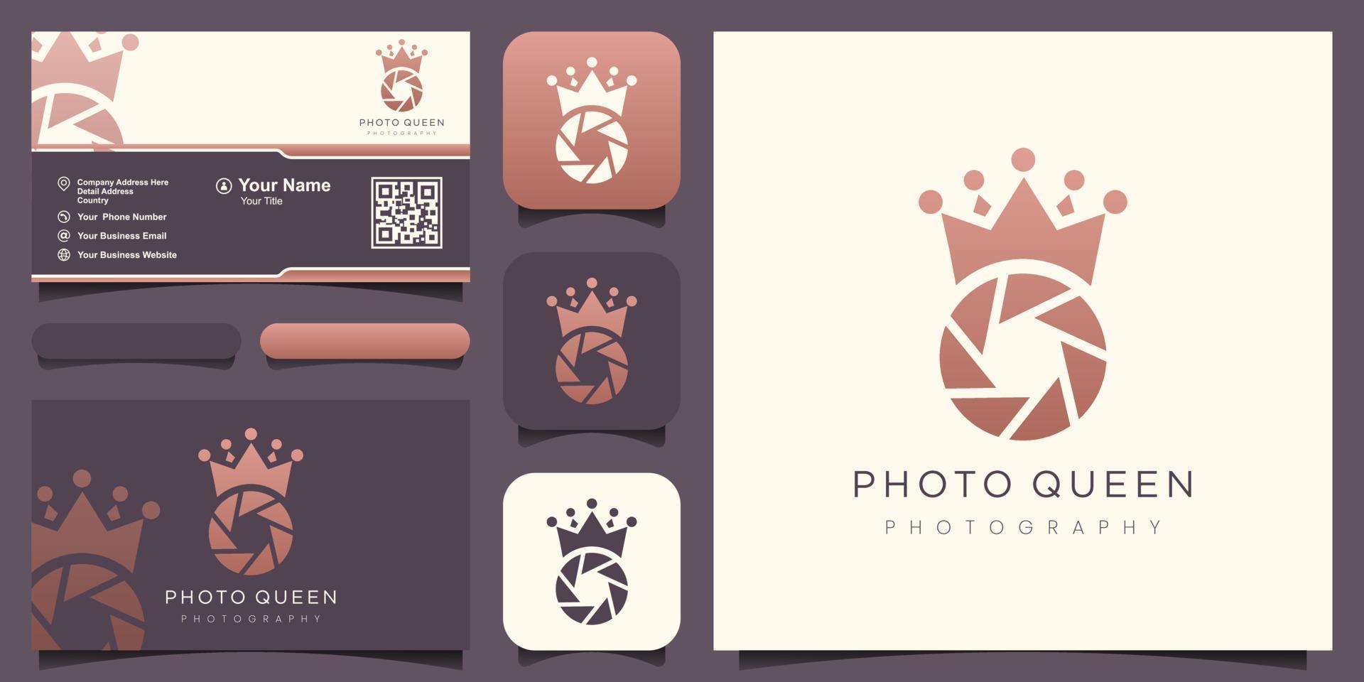 King Crown Queen Shutter Lens Aperture Camera Photography Logo Design Vector