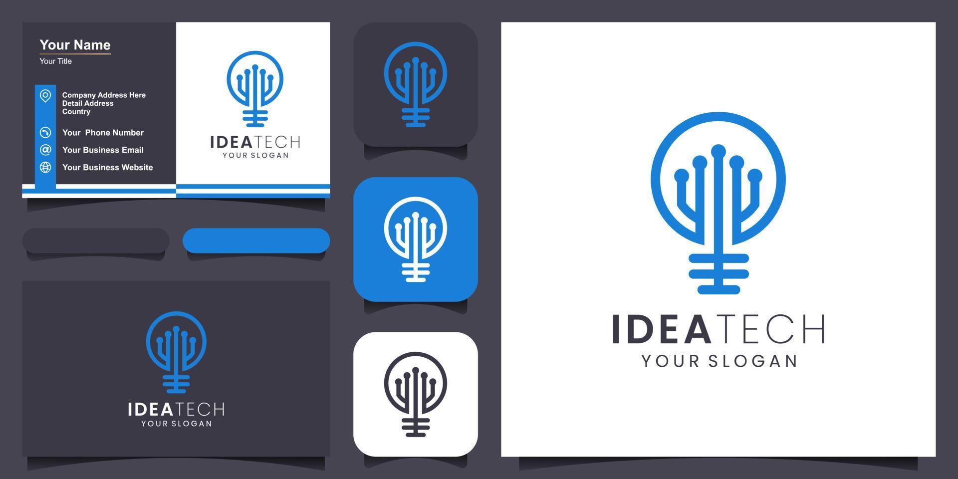 creativo inteligente bulbo lámpara logo icono y negocio tarjeta diseño . vector