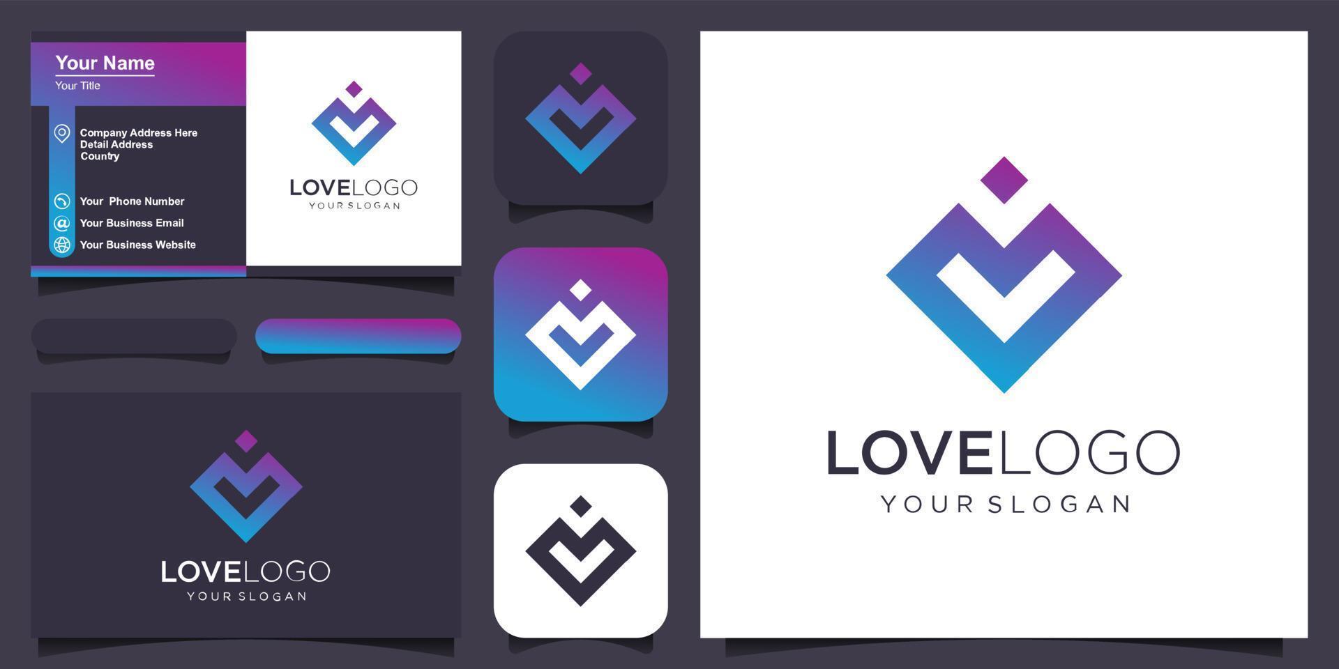 heart pixel symbol logo icon design template elements vector