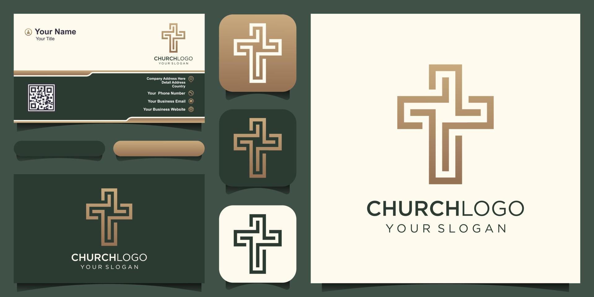 Logo church. Christian symbols, the Bible and the Cross of Jesus Christ vector