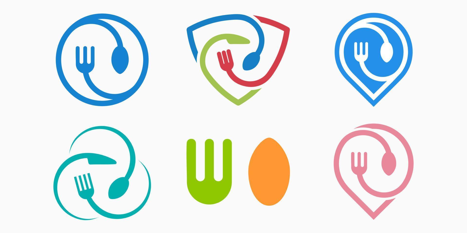combined knife fork spoon logo icon set. restaurant vector illustration.