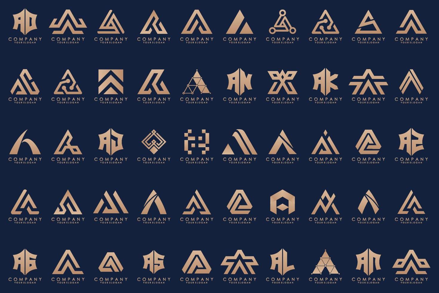 set of Letter A logo icon design template. vector