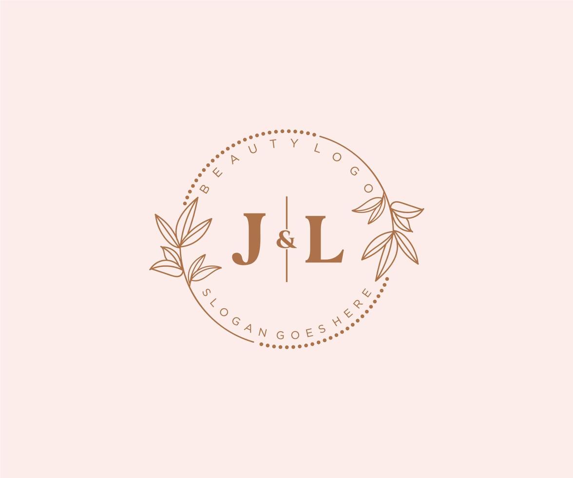 initial JL letters Beautiful floral feminine editable premade monoline logo suitable for spa salon skin hair beauty boutique and cosmetic company. vector