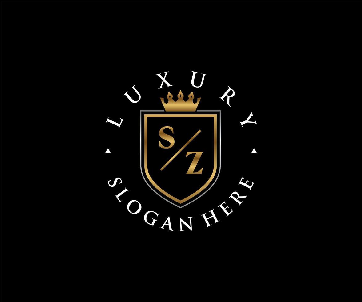 Initial SZ Letter Royal Luxury Logo template in vector art for Restaurant, Royalty, Boutique, Cafe, Hotel, Heraldic, Jewelry, Fashion and other vector illustration.
