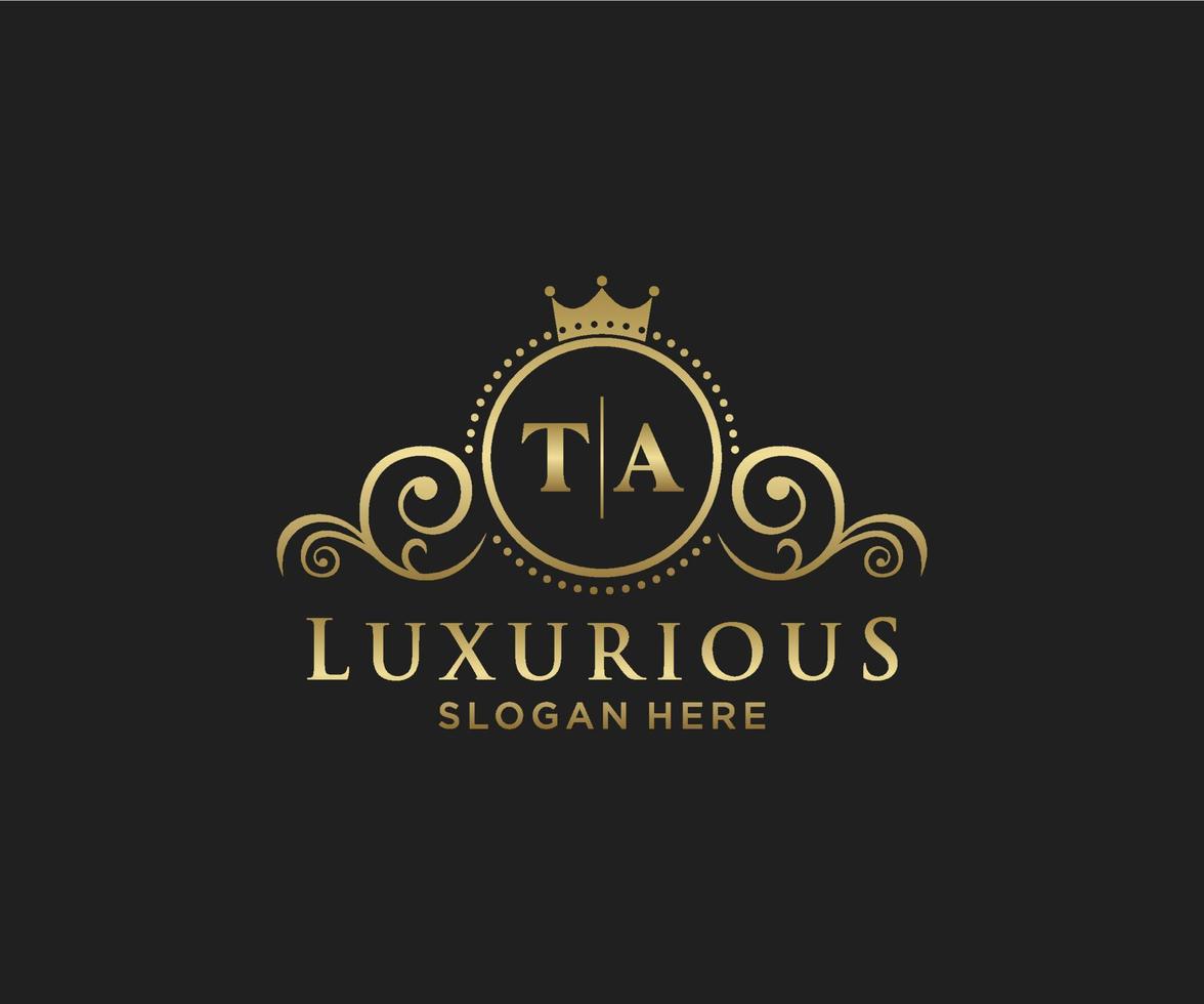 Initial TA Letter Royal Luxury Logo template in vector art for Restaurant, Royalty, Boutique, Cafe, Hotel, Heraldic, Jewelry, Fashion and other vector illustration.t