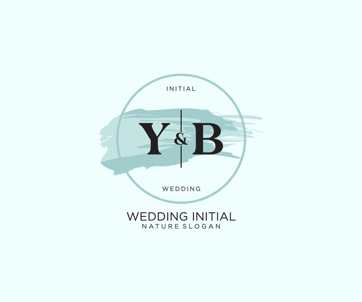 Initial YB Letter Beauty vector initial logo, handwriting logo of initial signature, wedding, fashion, jewerly, boutique, floral and botanical with creative template for any company or business.