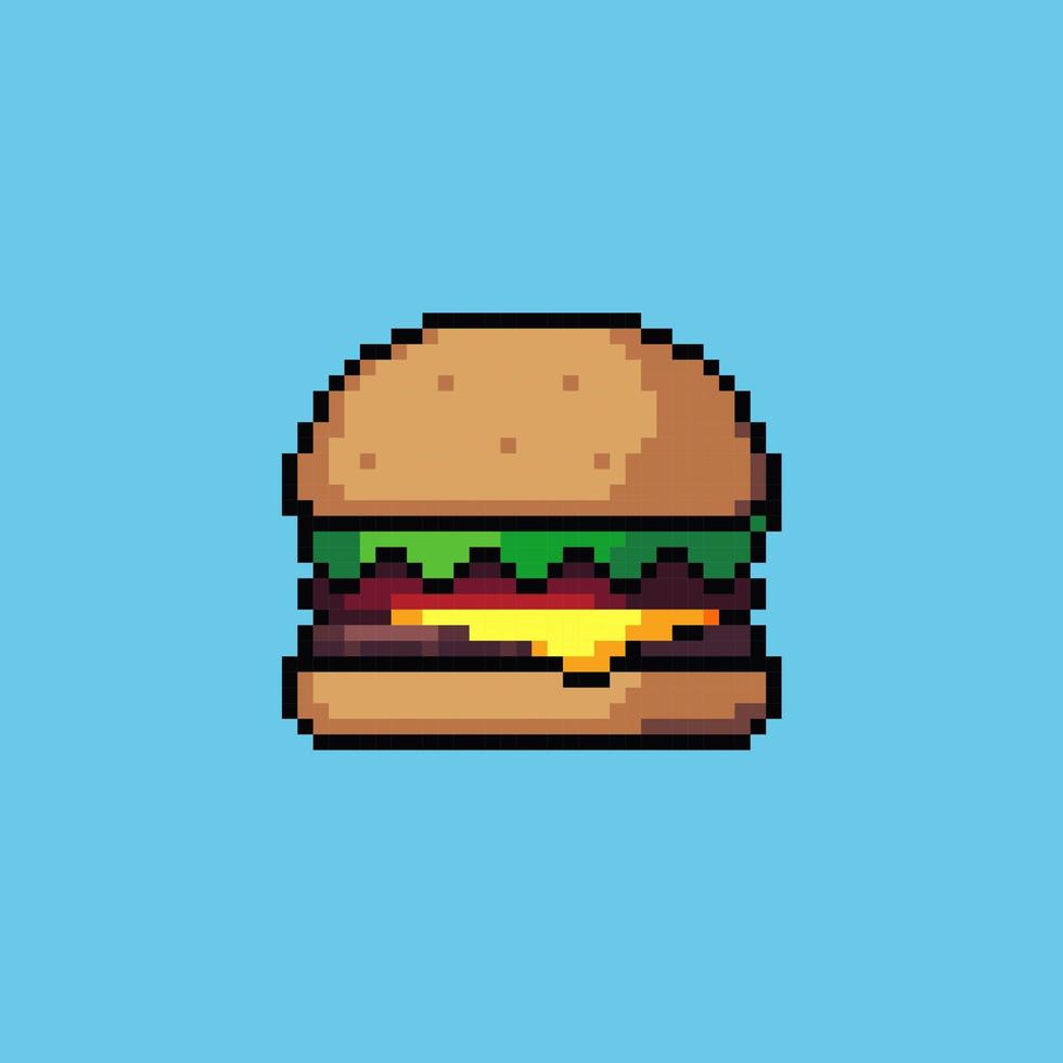 píxel Arte ilustración hamburguesa. pixelado popular hamburguesa alimento. rápido comida hamburguesa pixelado para el píxel Arte juego y icono para sitio web. antiguo colegio retro vector