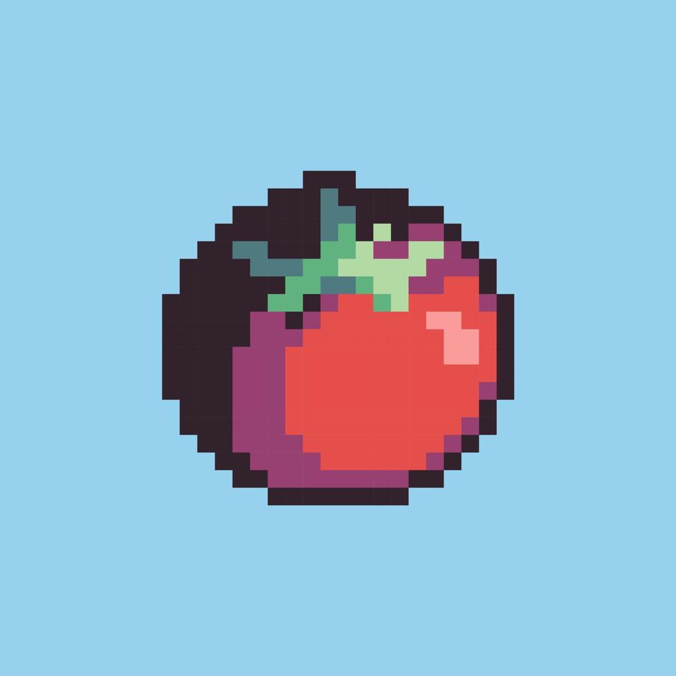Pixel art illustration tomato. Pixelated tomato. red tomato pixelated for the pixel art game and icon for website and video game. old school retro. vector