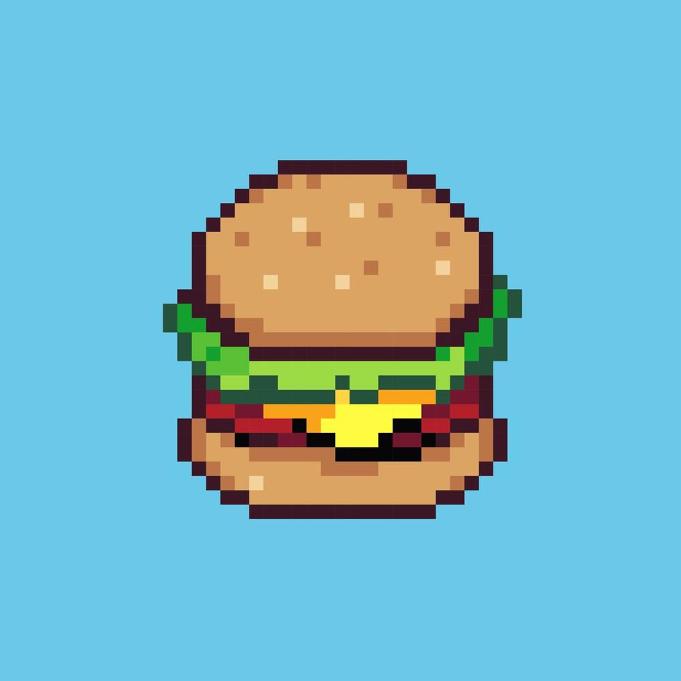 píxel Arte ilustración hamburguesa. pixelado popular hamburguesa alimento. rápido comida hamburguesa pixelado para el píxel Arte juego y icono para sitio web. antiguo colegio retro vector