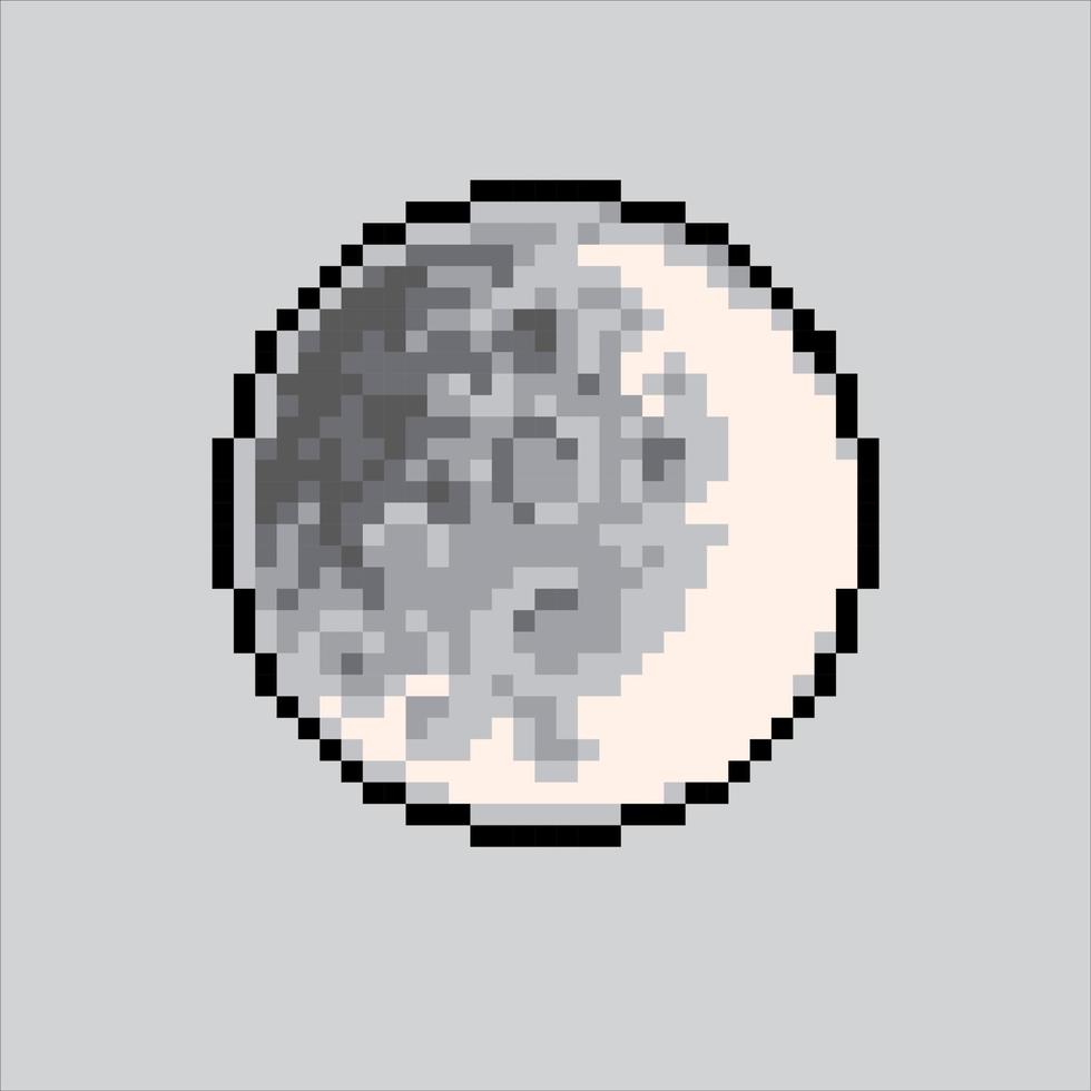 Pixel art illustration moon. Pixelated moon. shiny moon pixelated for the pixel art game and icon for website and video game. old school retro. vector