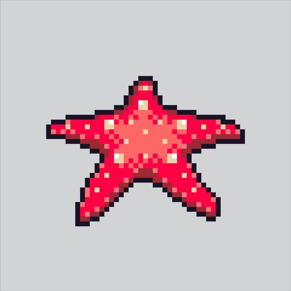 Pixel art starfish. Pixelated starfish animal. coral reef starfish for the pixel art game and icon for website. old school retro. vector