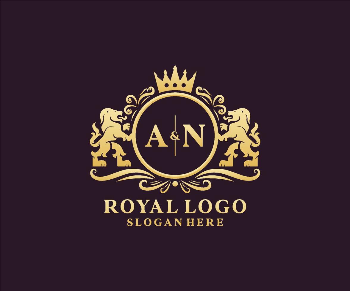 inicial una plantilla de logotipo de lujo real de león de letra en arte vectorial para restaurante, realeza, boutique, café, hotel, heráldica, joyería, moda y otras ilustraciones vectoriales. vector