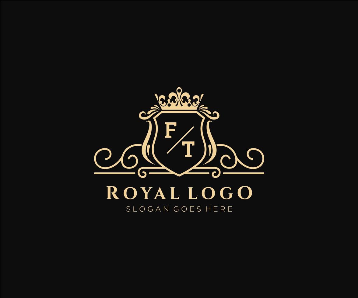 Initial FT Letter Luxurious Brand Logo Template, for Restaurant, Royalty, Boutique, Cafe, Hotel, Heraldic, Jewelry, Fashion and other vector illustration.