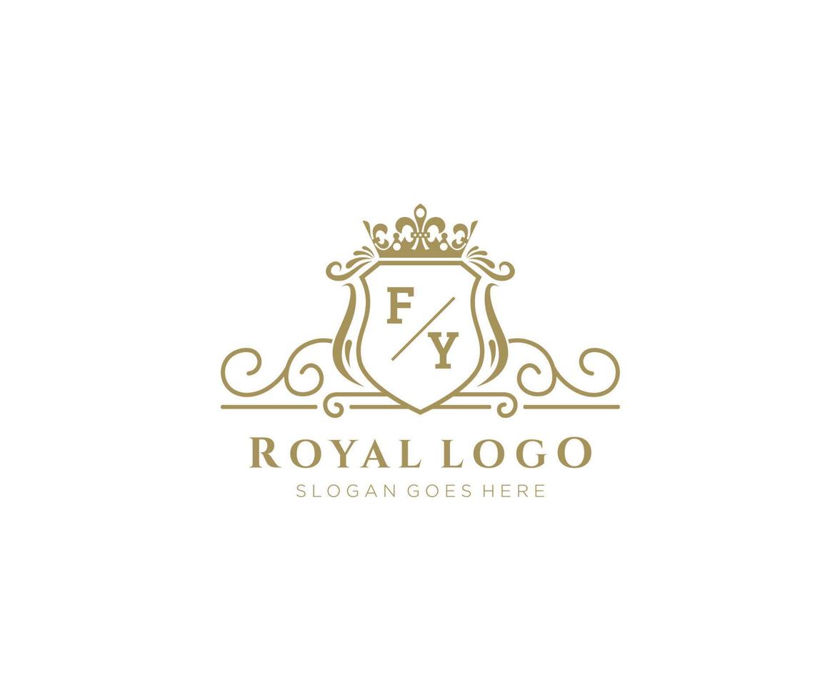 Initial FY Letter Luxurious Brand Logo Template, for Restaurant, Royalty, Boutique, Cafe, Hotel, Heraldic, Jewelry, Fashion and other vector illustration.