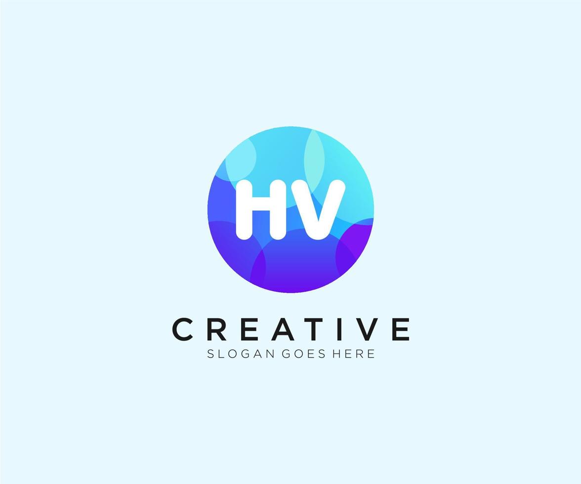 HV initial logo With Colorful Circle template vector. vector