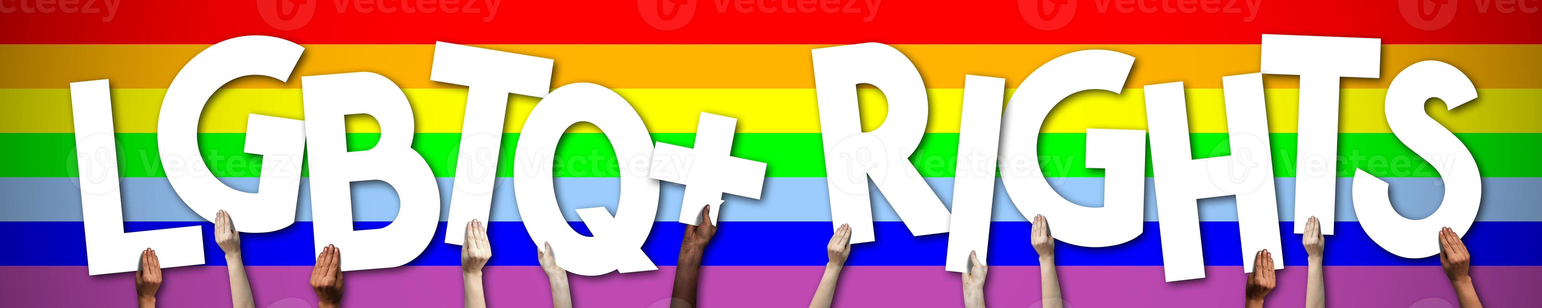 Lgbtq Rights Banner - Human Hands Holding Colorful Letters photo
