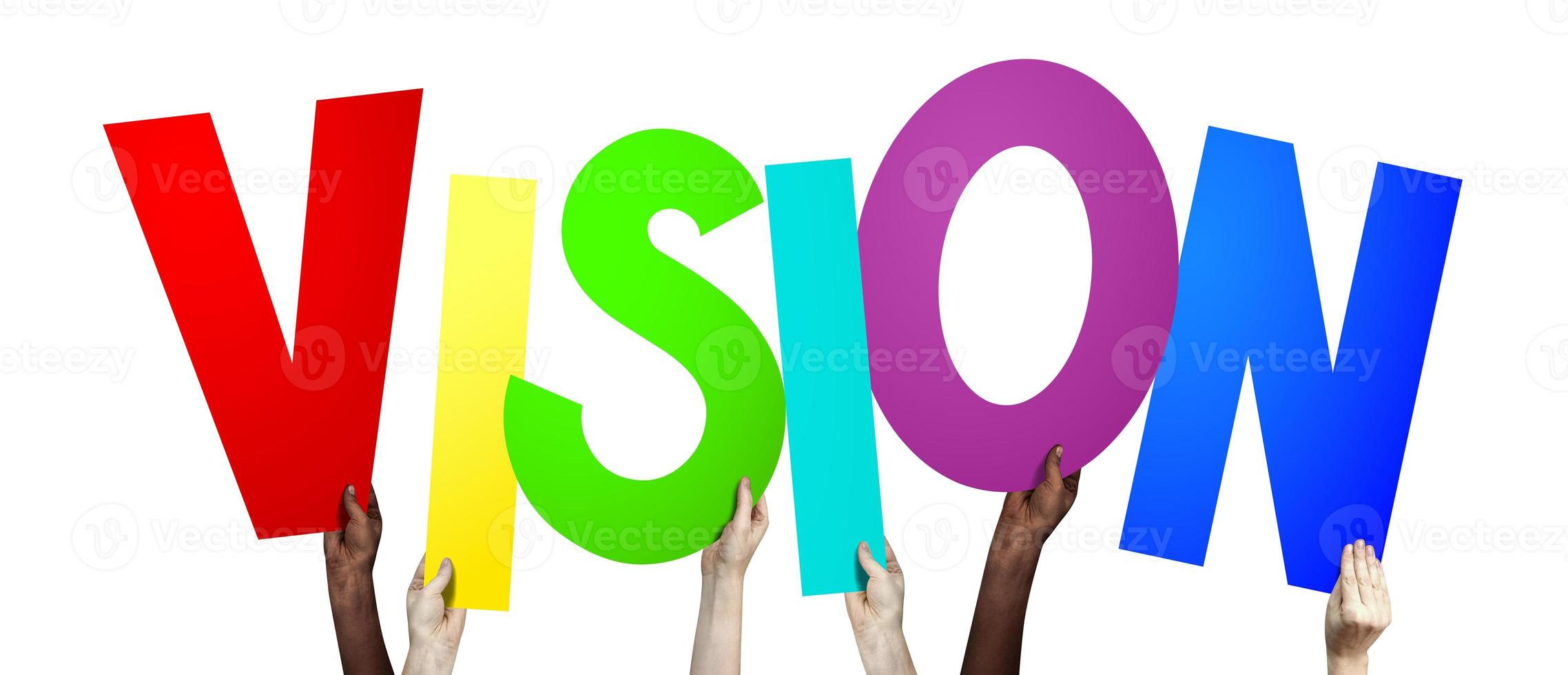 Vision - Human Hands Holding Colorful Letters photo