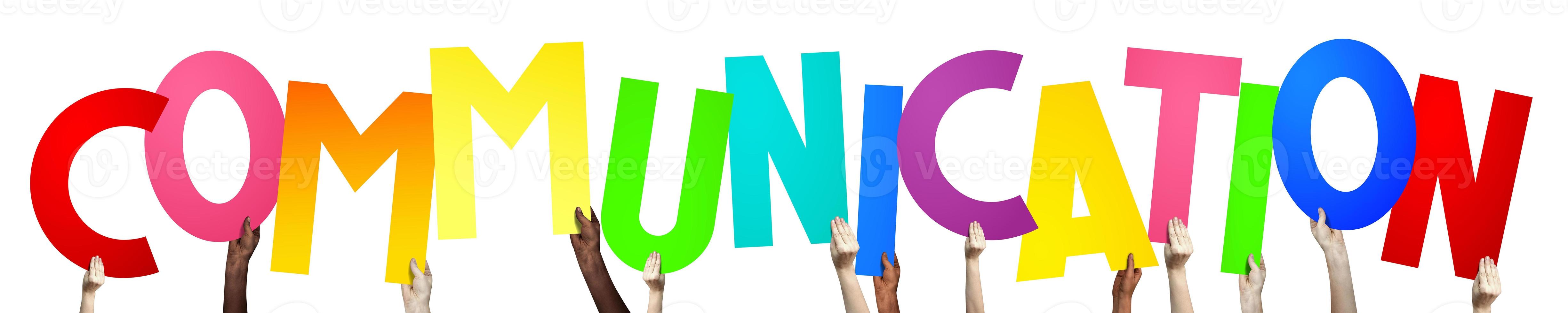 Communication - Human Hands Holding Colorful Letters photo