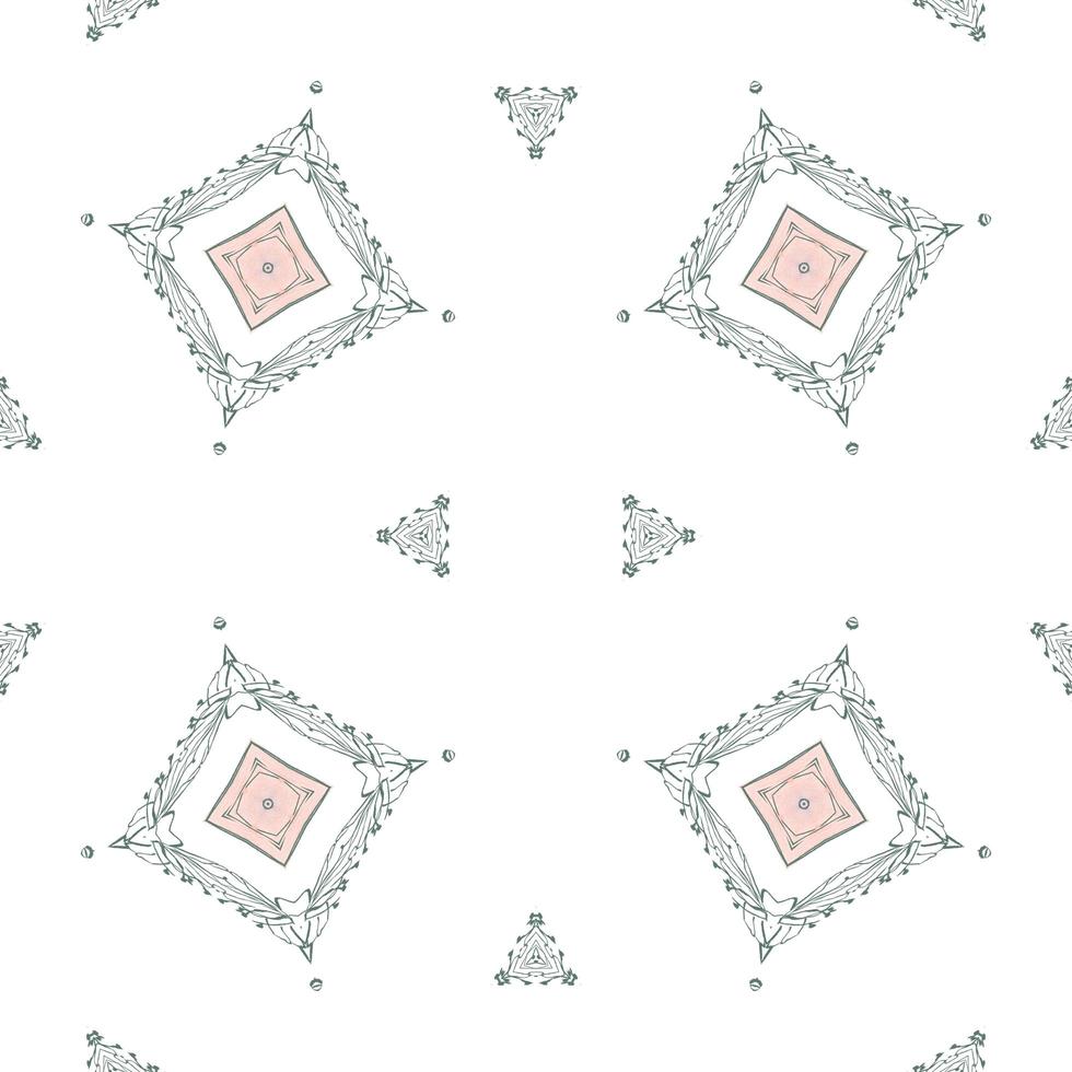 Flat illustration vector-style image of geometric floral and leaves in seamless pattern photo