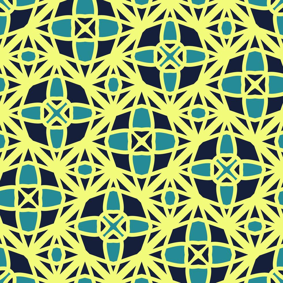 Flat illustration vector-style image of geometric floral and leaves in seamless pattern photo