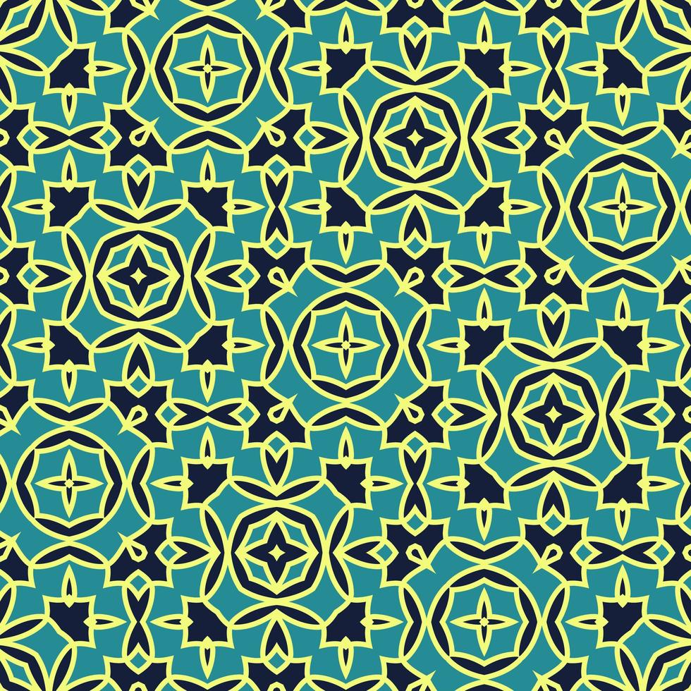 Flat illustration vector-style image of geometric floral and leaves in seamless pattern photo