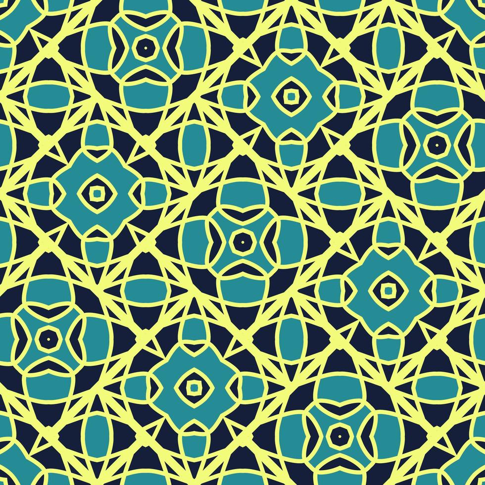 Flat illustration vector-style image of geometric floral and leaves in seamless pattern photo