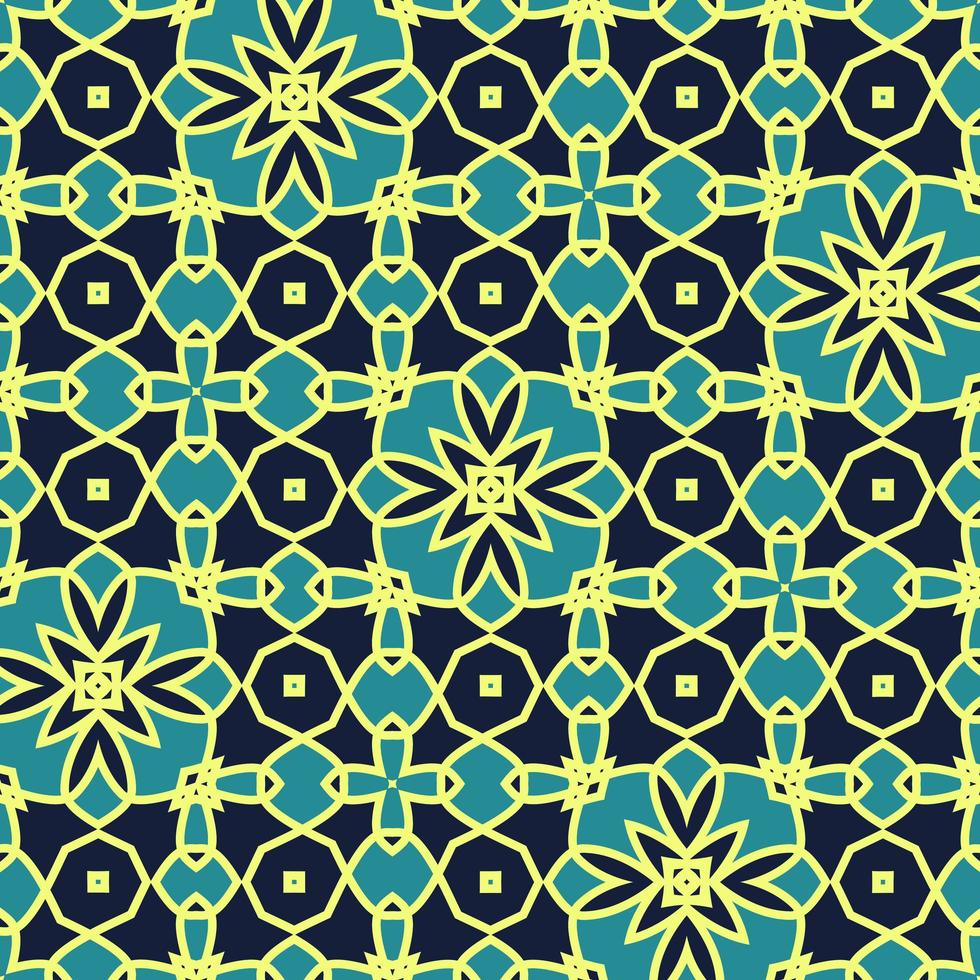 Flat illustration vector-style image of geometric floral and leaves in seamless pattern photo