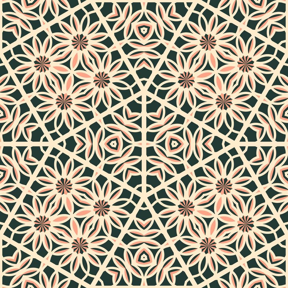 Oriental traditional pattern. Repeated maroccan crosses mosaic tiles. Lantern shapes motif. Tracery window wallpaper. Arabesque digital paper, textile print. Seamless surface design photo