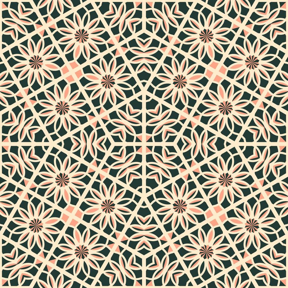 Oriental traditional pattern. Repeated maroccan crosses mosaic tiles. Lantern shapes motif. Tracery window wallpaper. Arabesque digital paper, textile print. Seamless surface design photo