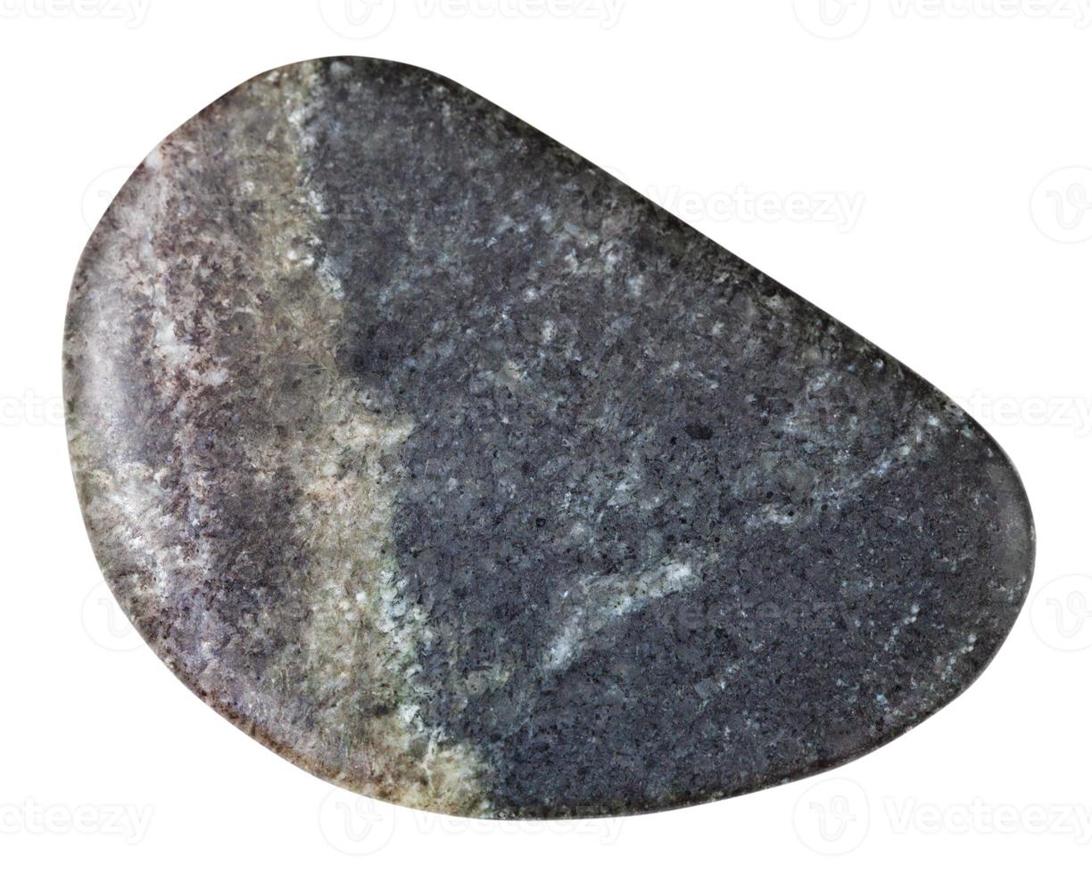tumbled olivinite stone isolated on white photo