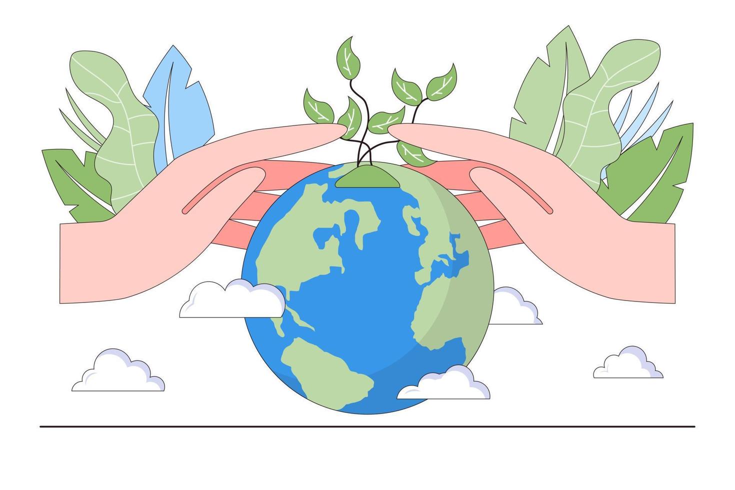 Save and energy concept. Hands close the from pollution Save and energy concept. Hands close the from pollution