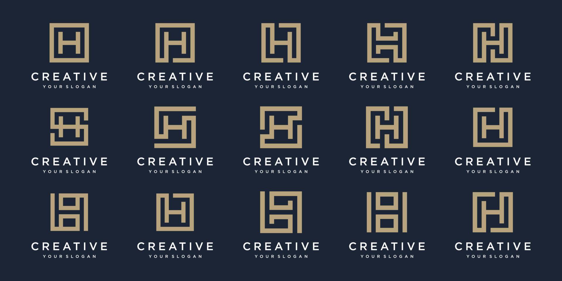 set of Logo design letters H with Square style. Vector template