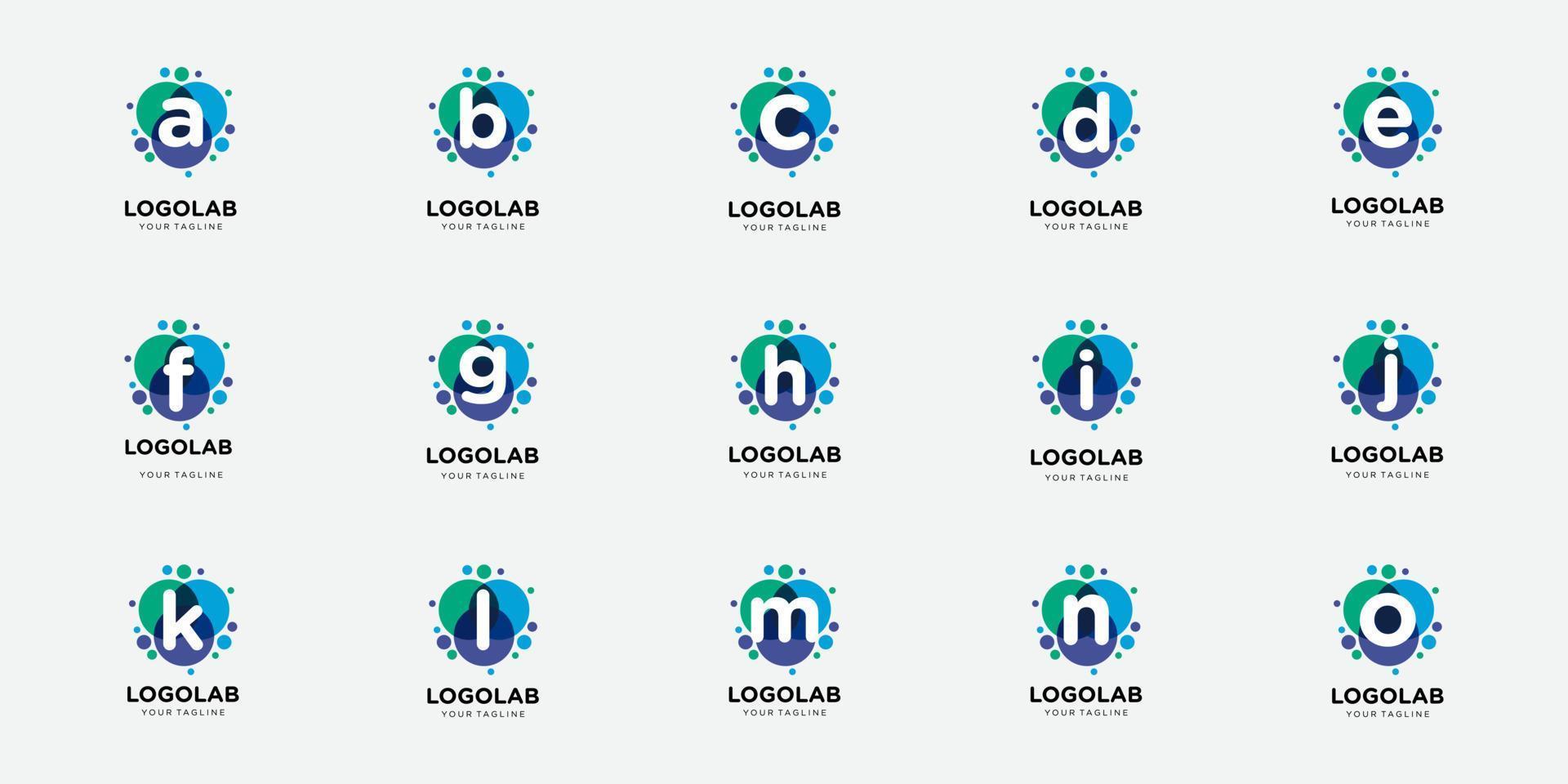 set of creative logotype letter with dot and molecule concept logo template. vector