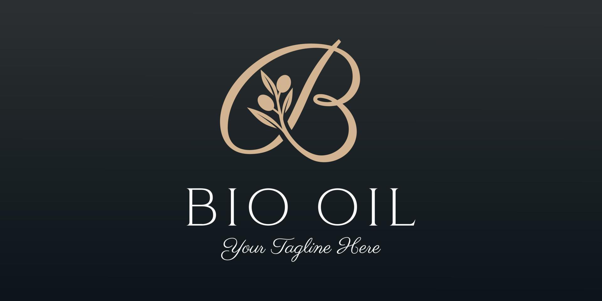 letter b combined twig Olive oil logo design template. vector
