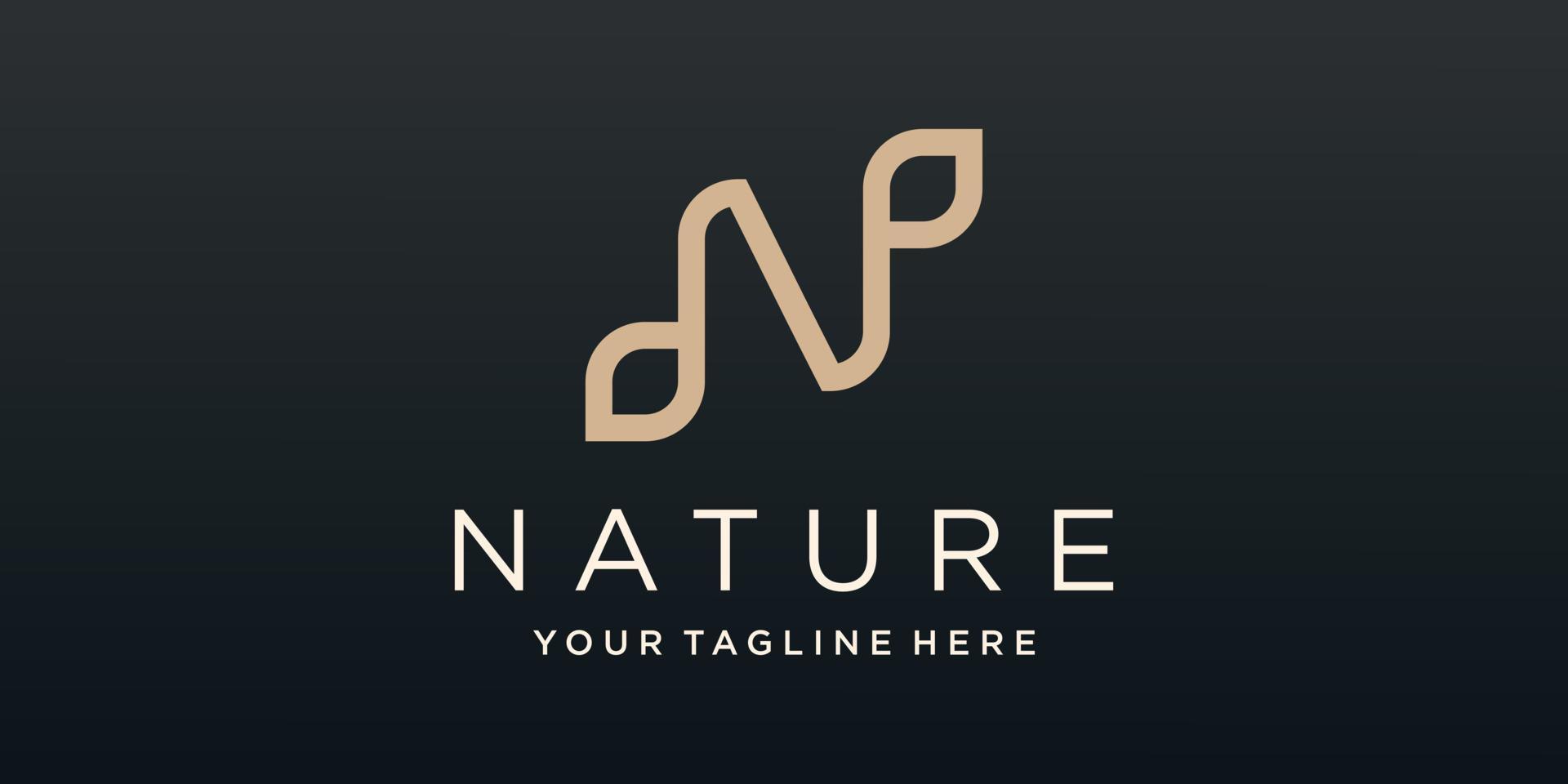 Initial Letter N and leaf Logo vector design.