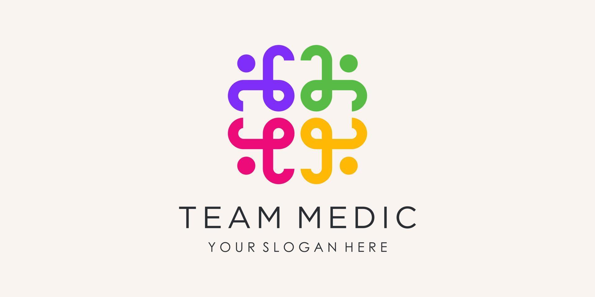 Cross Medical with People combination Logo Design Vector. vector