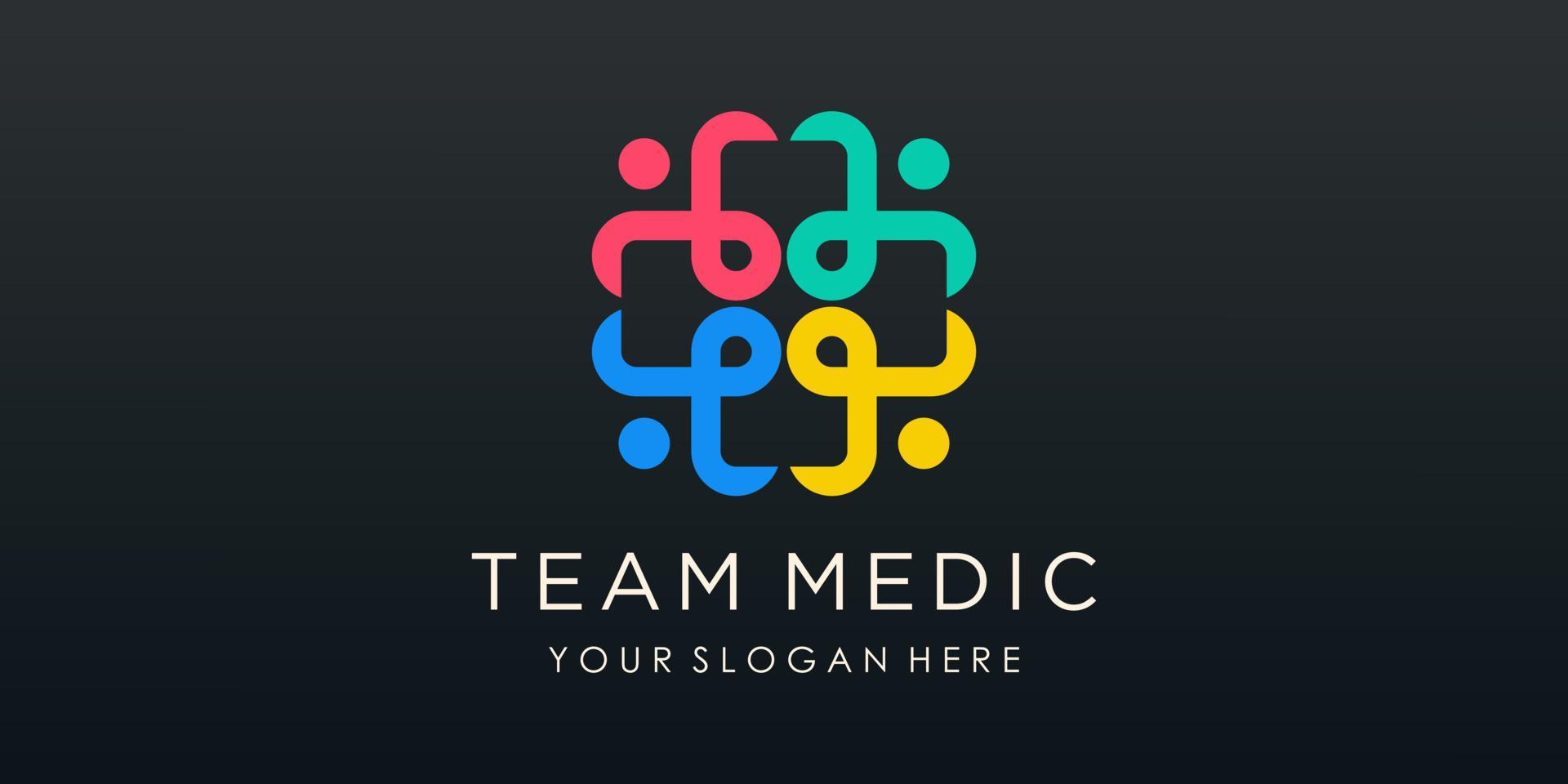 Cross Medical with People combination Logo Design Vector. vector