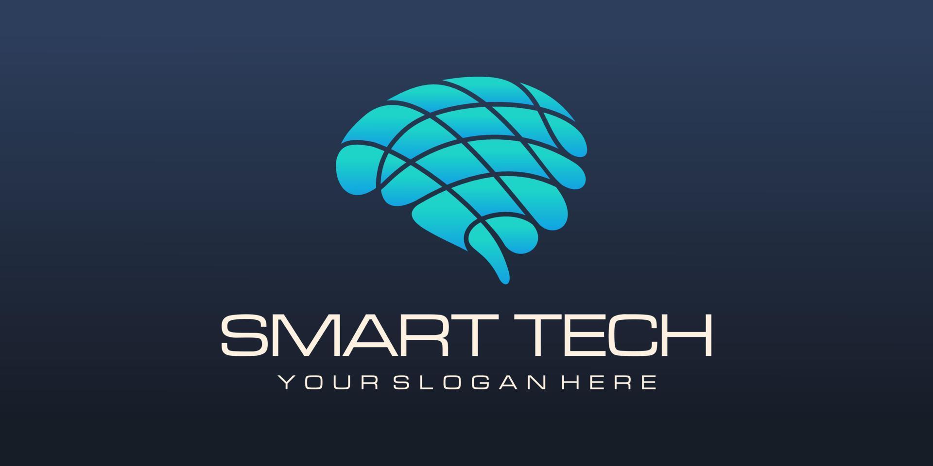 Brain tech logo design. Artificial intelligence and technology logo Vector design