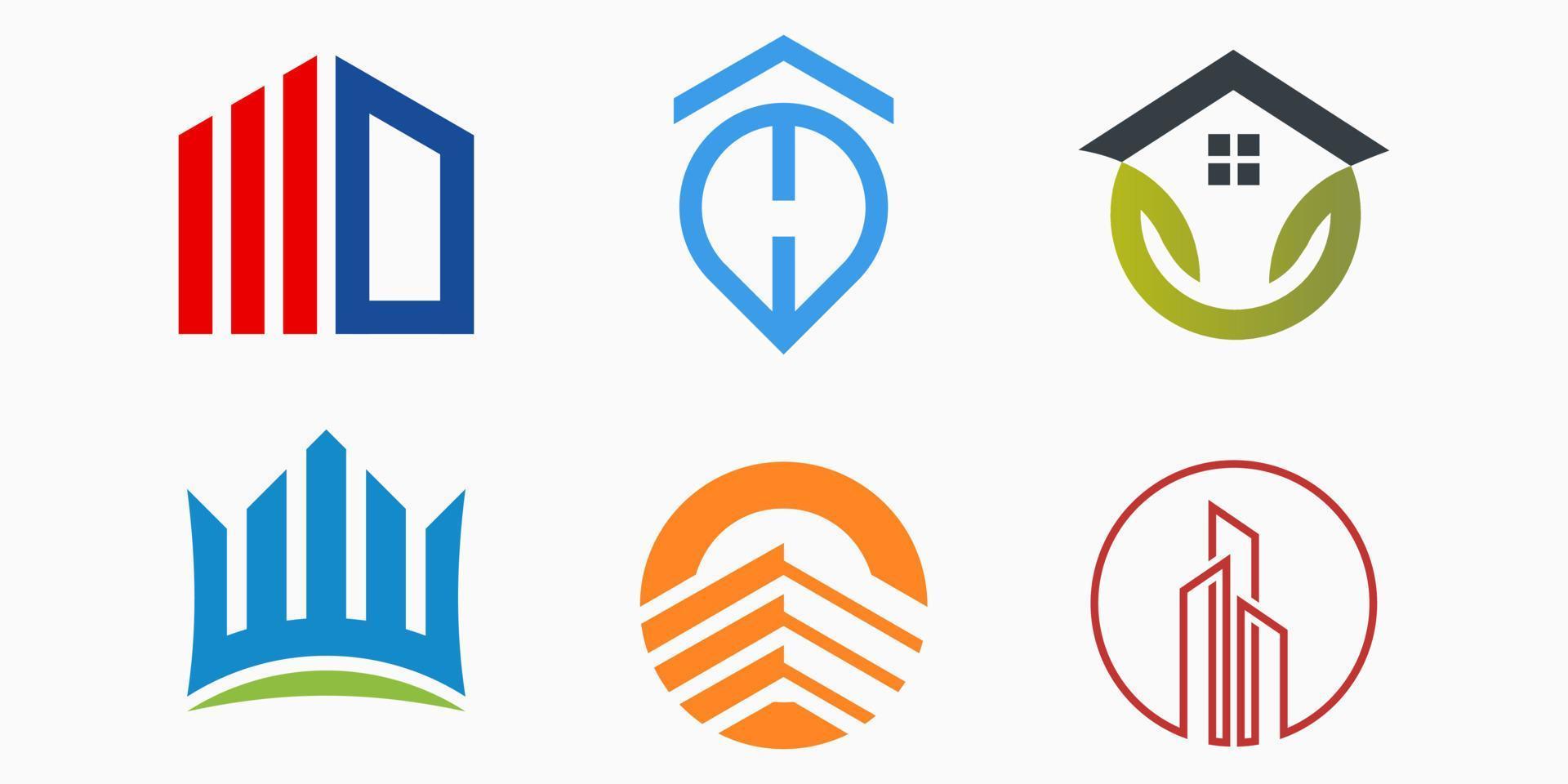 creative building logo icon set. construction vector illustration