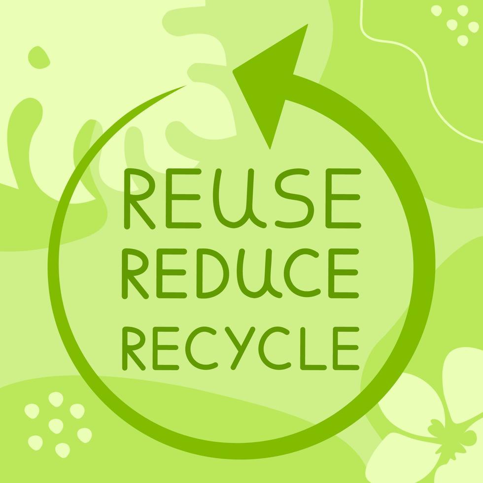 reutilizar reducir reciclar en verde de moda antecedentes ecología vector ilustración