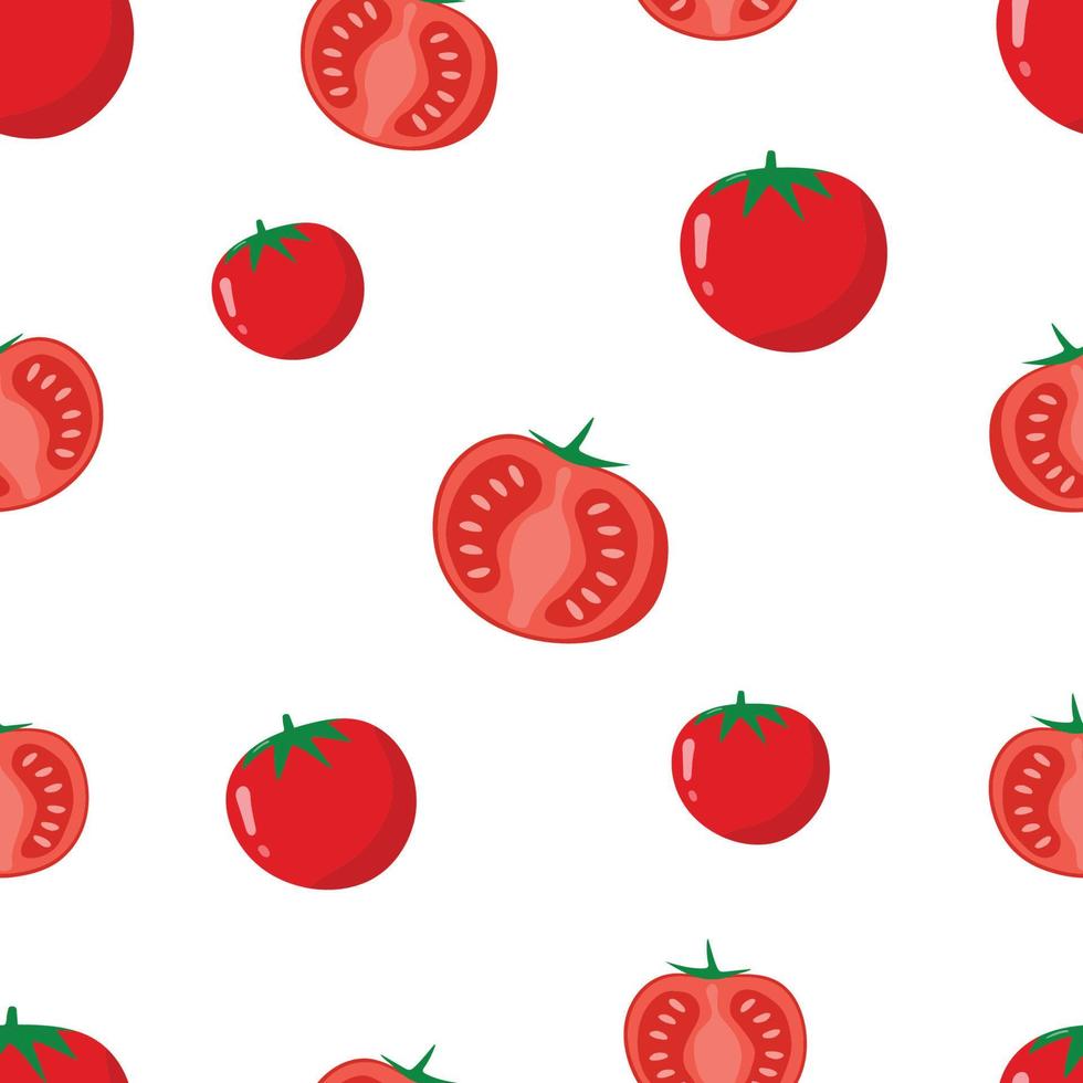 Tomato pattern on white background. Vector Illustrator.