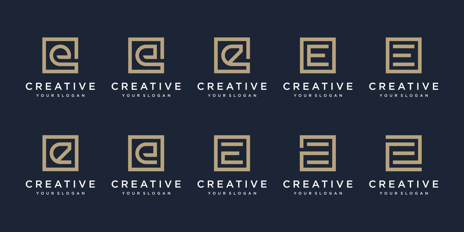 set of Logo design letter E with Square style. Vector template