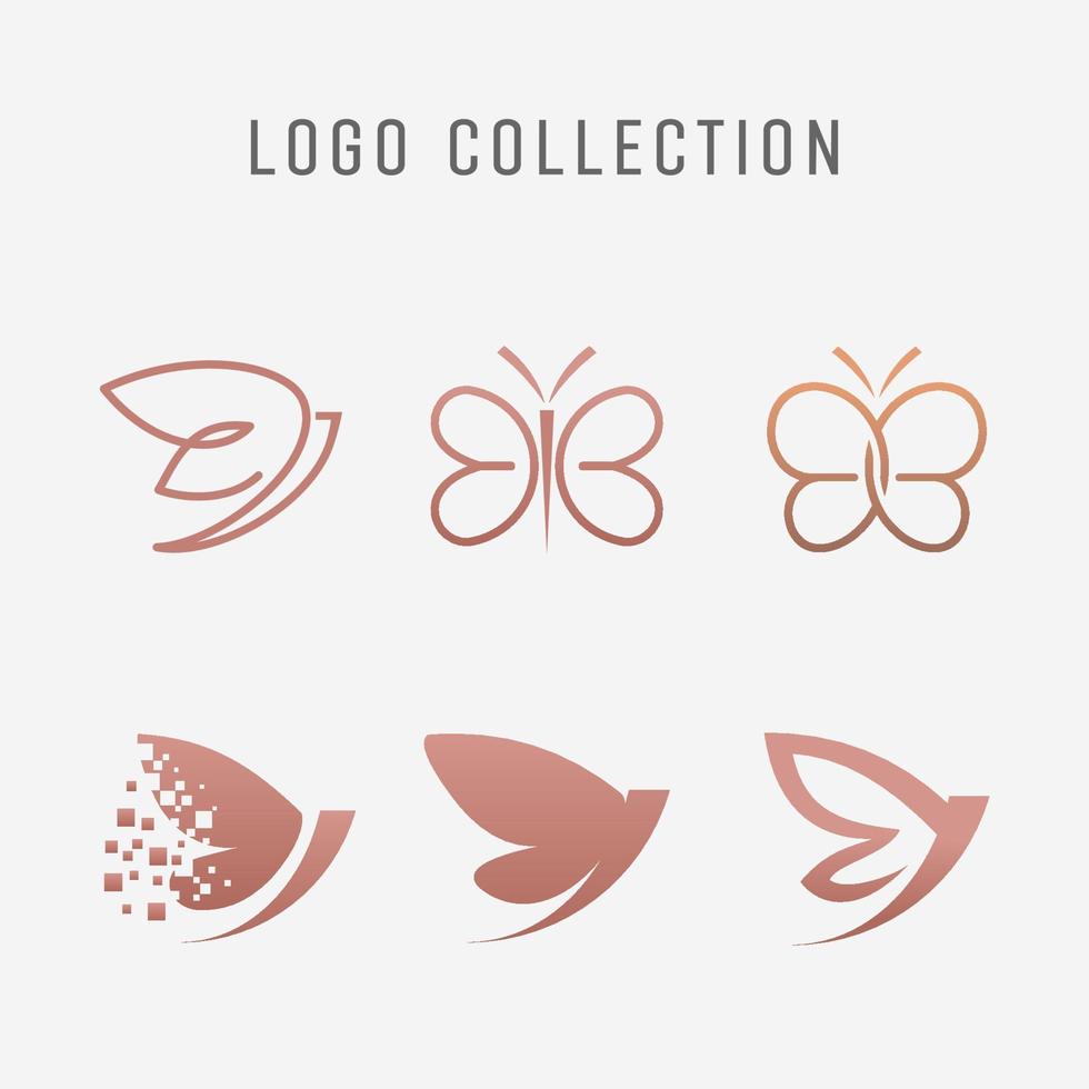 conjunto de creativo resumen mariposa logo diseño. vector