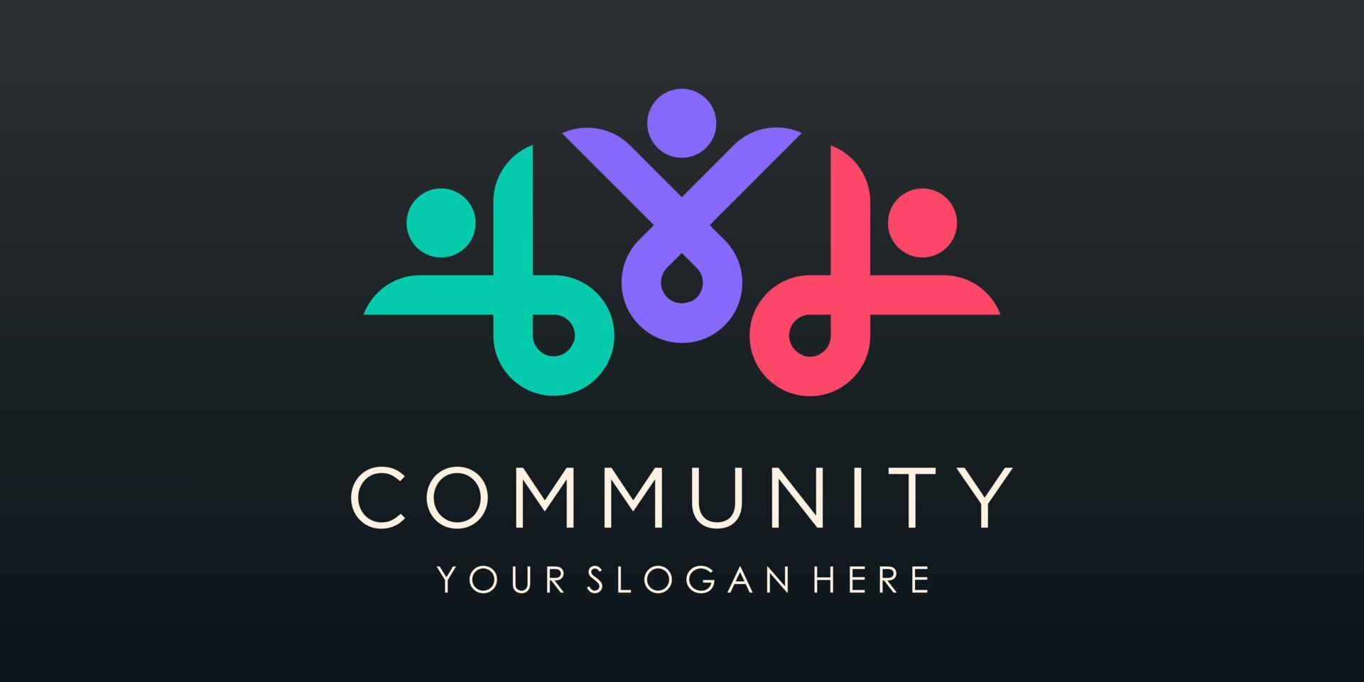 People community logo vector design. logo template can represent unity and solidarity in group